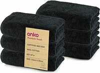 Anko 100% Cotton Malmo 550 GSM | Black Face Towel Set of 6 | 33 x 33 cm | Travel, Gym, Spa, Salon Towel