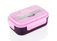 Attro Magic Lunch Box Comes with 3 Compartment,2 Spoons & Stylish Lid Use as Phone Holder Made with Heavy Platic Material BPA Free Perfect for School,Office,Outdoor-Pink