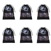 Hian Shoe Storage Bags Set of 6with Transparent Windows and Drawstring Closures - Organize Your Shoes with Style and Ease (Black - Set of 6)