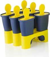 E-COSMOS Set of 6 Plastic 100% Food Grade Homemade Reusable for Home, Kitchen, Ice Lolly Mould,Popsicle Frozen Ice Cream, Ice Pop Makers, Kulfi Candy Mould Tray for Children & Adults - Multicolor