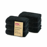 Anko Australia 100% Cotton Malmo 550 GSM | Super-Soft, Absorbent, Quick-Drying, Black Face Towel Set of 6
