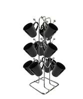 NH10 DESIGNS Silver Stainless Steel Cup Rack - Ideal for Kitchen, Coffee, and Tea Mug Display, Elegant Dining Table Cup Holder for 12 Cups (Pack of1)