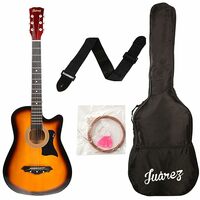 Juarez Lindenwood Acoustic Guitar Kit, 38 Inches Cutaway, 38C With Bag