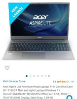 Acer Aspire Lite Premium Metal Laptop (15.6") Full HD Display 11th Gen Intel Core Ci7-1165G7 Thin and Light Laptop (Windows 11 Home/16GB RAM/1TB SSD/MS Office) AL15-51, 39.62cm , Steel Gray, 1.59 KG 