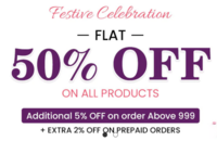 The Natural Wash Festive Celebration Flat 50% Off + 5 % Off on Order 999 Extra 2% off Prepaid Orders