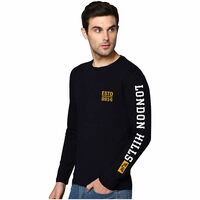 London Hills Printed Men's Round Neck Black T-Shirt