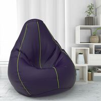 Amazon Brand - Solimo Jumbo Bean Bag Cover - Without Beans- Cover Only (Indigo Pea-Green)(Faux Leather)