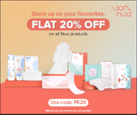 Nua Women-20% off applicable on Nua products,Sanitary Pads,Cramp Care bundles,Disposable Period Panties
