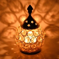 Gold Brass And Crystal Diya, By CraftVatika