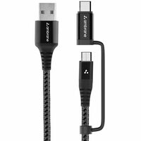 Ambrane 2 in 1 Type-C & Micro USB Cable with 3A Fast Charging Mobile Cable, 480 mbps Data Sync (ABDC-10, Black)