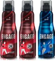 Engage Deo Combo 2 Intrigue for him 165ml and 1 Spirit for him 165 ml Deodorant Spray - For Men  (495 ml, Pack of 3)