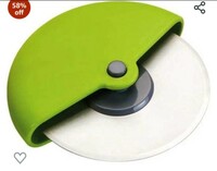 KBS Pizza Cutter Stainless Steel Sandwich & Pastry Cake Sharp Stainless Steel Blade Wheel Type Cutter Kitchen Accessories Items Smart Gadgets Tools (Round-Green) 