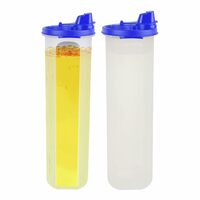 SIMPARTE Air-Tight & Leak Proof Plastic Oil Pourer - Sauces, Olive & Refined Oils, Easy Flow, BPA Free, Refrigerator Safe, Blue (Set of 2, 1100ml) 