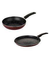 HOMETALES Non Stick Cookware Set of 2 (23cm Frypan - 1400ml / 25cm Flat Tawa), 2.5mm Thickness [Apply 5% off Coupon]