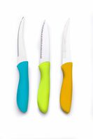 GANESH Stainless Steel Knife Set, 3-Pieces, Green, Blue and Pink