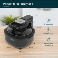 Lowest HESTIA Appliances 5L Nutri-View Air Fryer, 1100W, See-Through Window, Aero Smart Technology, 8 Indian Presets,15 Recipes, User Manual, Black, 5 Liter