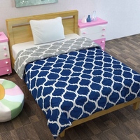 Blue Polyester Abstract 120 GSM Single Bed Reversible Kids Comforter, By Divine Casa