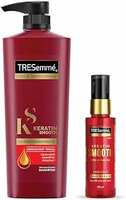 TRESemme Anti-Frizz Serum Combo for Long Lasting Frizz control - Keratin Smooth 580 ml Shampoo and Keratin Smooth 50ml Serum