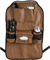 Suzec Universal PU Leather Auto Car Seat Back Organizer with 6 Pockets, Multipocket Storage Tablet, Bottle, Can, Umbrella and Tissue Paper Holder (Black)