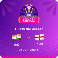 Fave Cricket Carnival- Predict and Win 100% Cashback on India Vs England match