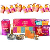 Open Secret Diwali Gift Hamper Item Snacks Combo Box | 15 Item Gift Combo - Assorted Cookies, Nuts, Card, Decorative Lanterns, Designer Rangoli | Healthy Unjunked Food | For Family, Friends, Corporate [Apply ₹20 Off Co