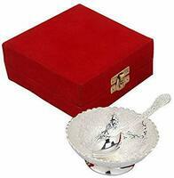 Interlife Gift Studio Metal Floral Dessert Bowl - 0.10 liter, 2 Piece, Silver