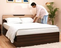 Solimo Hypnoz Engineered Wood Queen Bed with storage (Chequered dark finish)