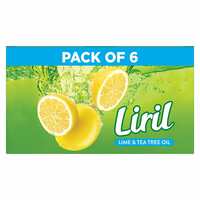 Liril Lemon & Tea Tree Natural Bathing Soap for Body 125 g (Combo Pack of 6) Refreshing Bath Soap Bar for Men & Women - Sulphate Free|| Paraben Free