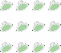 Polycab 5 Watt LED Down Green Light Scintillate Integral Slim Round Smart Panel Offers Bright Lumination Long Lifespan No Harmful Radiation (‎Green, 12 PCS, Cut Out: 3.14 inches)