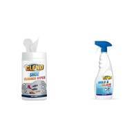 Cleno Shoe Cleaner Wet Wipes - 50 Wipes (Ready to Use) Mold & Mildew Cleaner Spray Cleans Stains - 450 ml (Ready to Use)