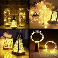 Desidiya ® Bottle Lights with Cork, Mini Copper Wire, 20 LED Battery Operated String Decorative Fairy Lights- Pack of 1 (Warm White) 