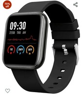 Movctonmi Smart Watch for Kids Men Boys Girls & Women Waterproof for Men - ID116 Touchscreen Bluetooth Smartwatch with Blood Pressure Tracking, Heart Rate Sensor and Basic Functionality (Black) 