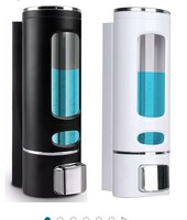 Limited-time deal: EVGREF Wall Mounted Soap Dispenser Shampoo Conditioner for Bathroom Kitchen (Pack of Black and White, 350 ML Each) 