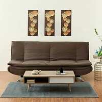Home Centre Faith Brown Solid Fabric Sofa Bed - 197cm, Three Seats