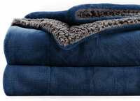 BSB HOME Polyester Micromink Summer AC/Mild Winter/Heavy Winter Sherpa Blanket Super Soft Flannel Solid/Plain, Blue & Grey, Size 150 x 228 Cms (Approx 4x7 ft) (Single)BSB HOME Polyester Micromink Summer AC/Mild Winter/