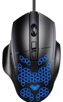 [50% coupon] Aula F812 Wired Gaming Mouse, Macro - Hexagonal Computer Mice with RGB Backlit |7 Customized Marco Keys with Light Effect, Adjustable 4800 DPI Optical Sensor (Black)