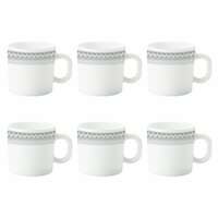 Borosil Larah Classic Opalware Mug Set, 6 Pieces, White