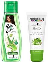 bbts NEW HAIR AND CARE TRIPLE BLEND WITH MEI-SALIC FACE WASH ALOE VERA  (2 Items in the set)