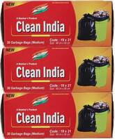 udhaya Garbage Bags Pack of 3 Premium Eco Friendly- Biodegradable (Medium) Size 48 cm x 56 cm (90 Bags) (Black Colour) Medium 10 L Garbage Bag (90Bag )