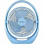 Bajaj Pygmy Go 178 mm Mini Fan with LED Lighting| Rechargeable Fan| USB Charging Fan| 4-hours Battery Backup| 3 Fan Speed| 2-Light Brightness Setting| High Speed Table Fan| Blue Portable Fan