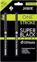 Jaquline USA Onestroke Super Black Kajal Twin Pack, Smudge Proof, Water Proof, Black, Matte Finish (Pack Of 2)