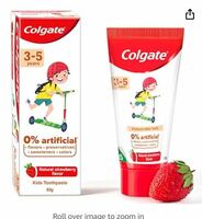 Colgate Toothpaste for Kids (3-5 years), Natural Strawberry Flavour - 80 gr Tube,Cavity Protection,0% artificial preservatives, colors , sweetners