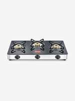 Prestige Magic GTMC 03 3 Burners Glass Top Gas Stove (Black and Silver) Prestige