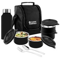 Classic Essentials Lunch Box with Steel Bottle & Bag (Set of 5