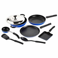 Crystal Eco Blue Aluminium Non Stick Cookware (Set  of 8  )
