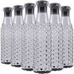 Crystal Clear Water Bottle for Fridge,Unbreakable 1000 ml (Pack of 6, Black, Grey, Plastic)