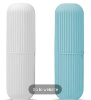 KBS Capsule Shape Travel Toothbrush Case Holder Portable Toothbrush Storage Plastic Toothbrush Holder (White-Blue) 