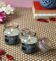 Eucalyptus Mint Green Wax (Pack of 2) Jar Candles, By Hosley