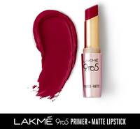 Lakmé 9TO5 Primer + Matte Lip Color Burgundy Passion  (Burgundy Passion, 3.6 g)