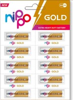 [16 coupon] Nippo 3DG Gold AA Battery | 1.5 V | 24 Months Shelf Life | Leakproof | For Toys, Remotes, Clocks, Wireless Mouse - Pack of 10